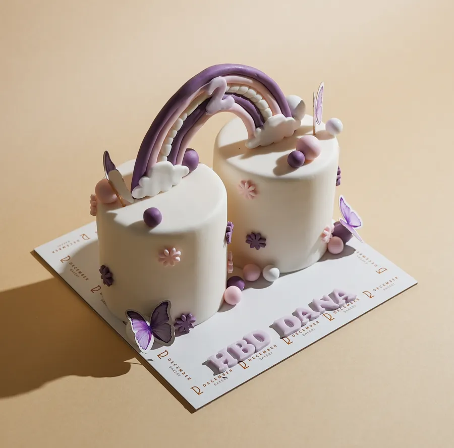 2 cake purple renbow cake 4 inch mix