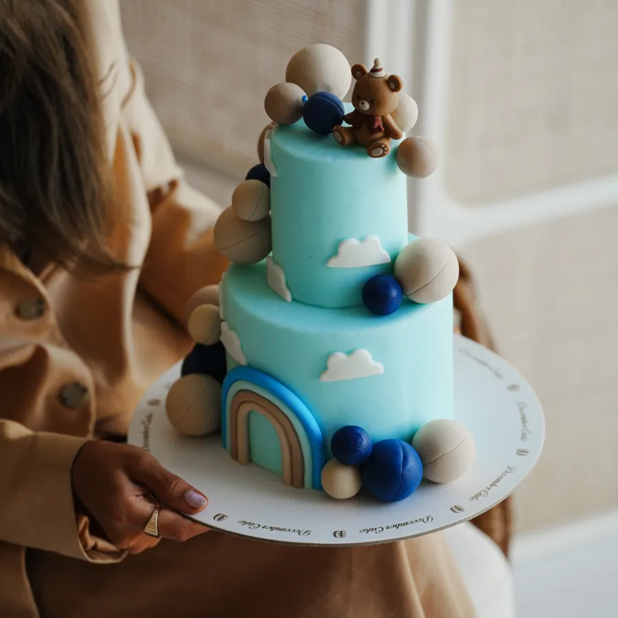 Small double cake bear blue bolls mix chocolate vanilla