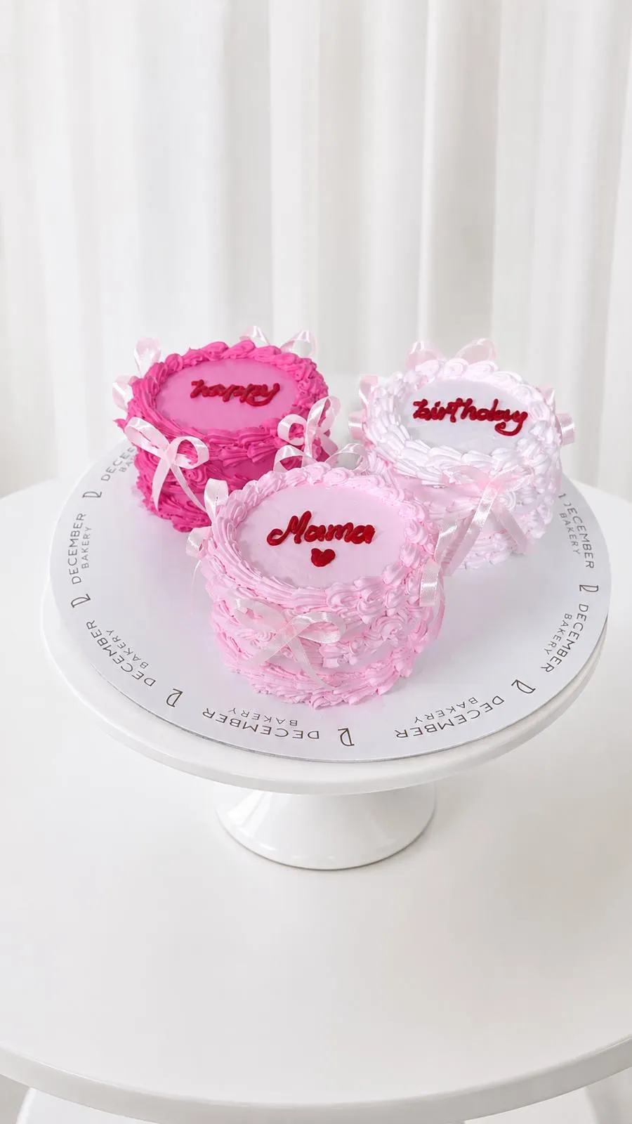 3 mini cake ribbons pink 2inch