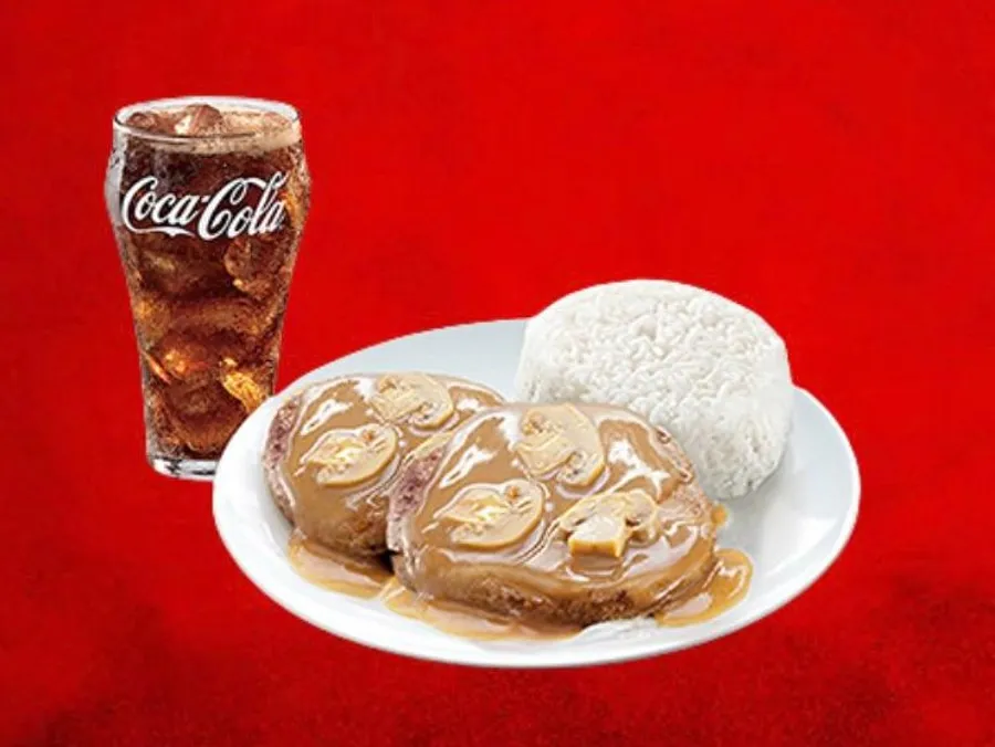 2Pc Beef Patty with Mushroom Sauce with Rice Meal