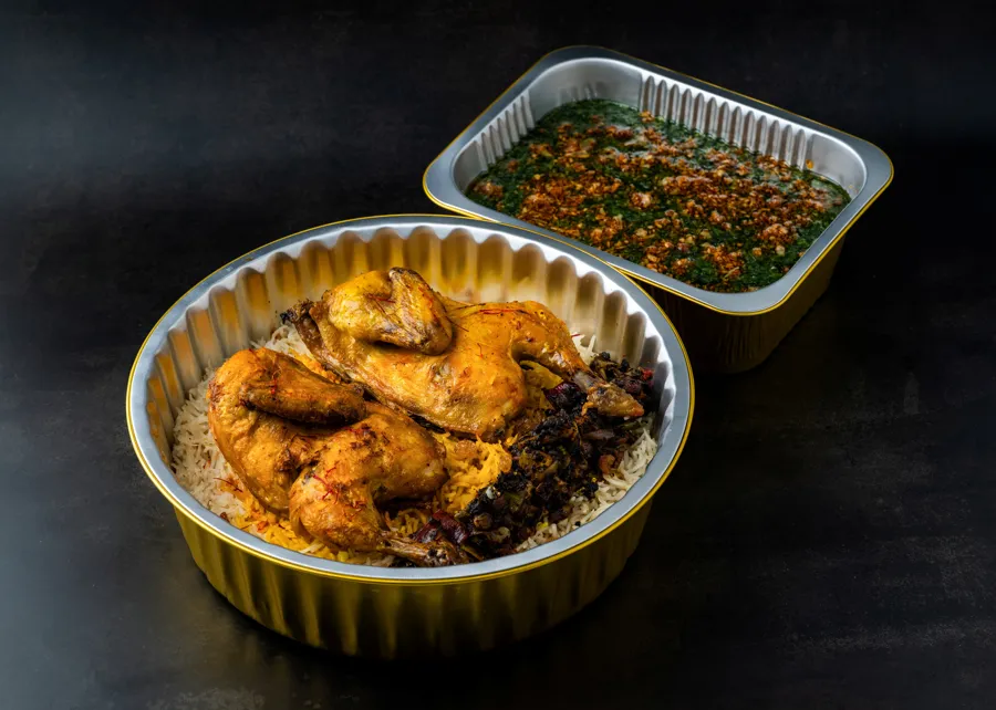 Chicken molokhiya & vermicelli rice