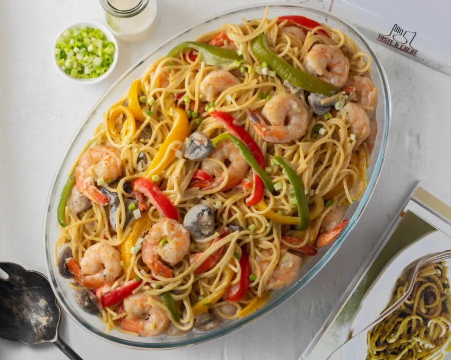 Shrimp pasta with soya for 1