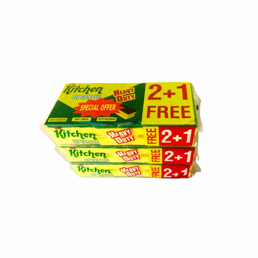 OFFER 3 PACKETS HEAVY DUTY SPONGE SCOURER LARGE 2 + 1 FREE