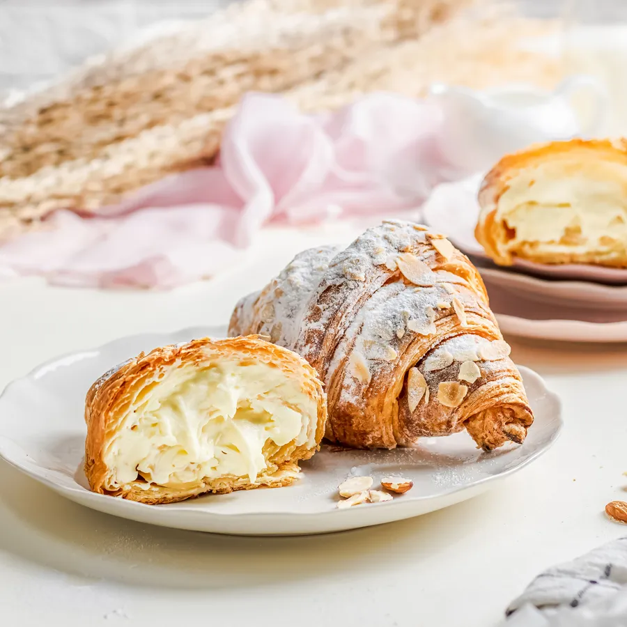 Croissant With Almonds And Cream Pastry