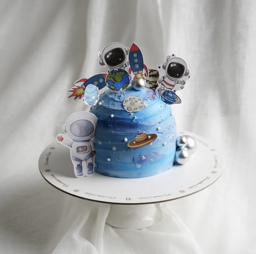 Astronaut cake blue dark 6inch mix chocolate vanilla 👨‍🚀🚀