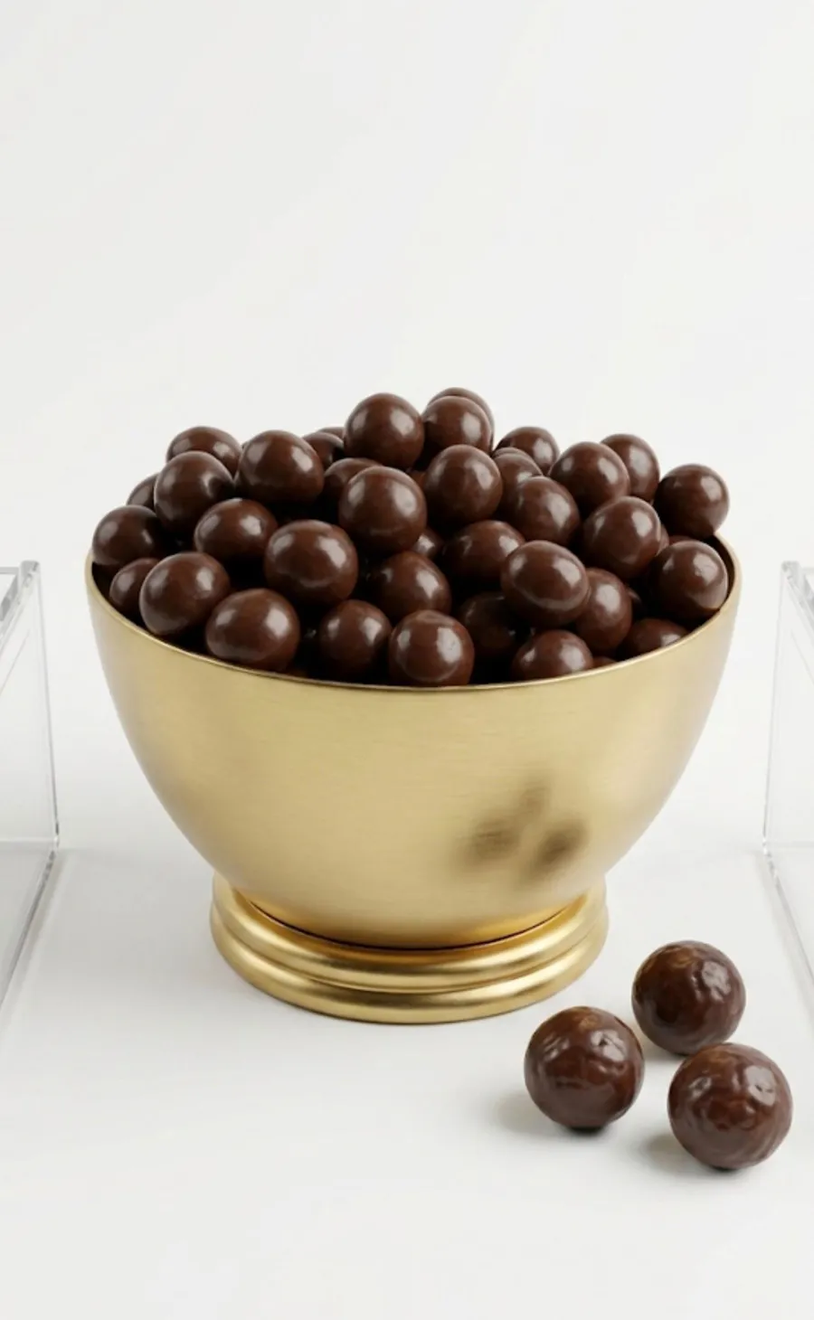 Crispy dragee coated in milk chocolate