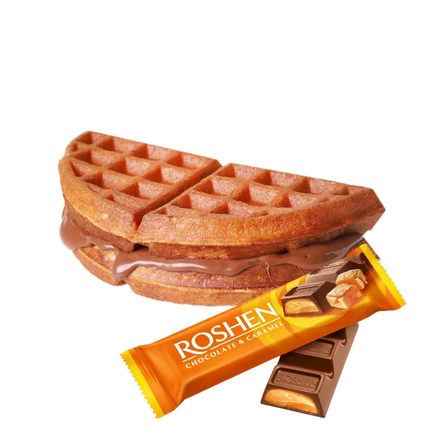 Roshen Chocolate & Caramel Belgium Waffle - Hold It