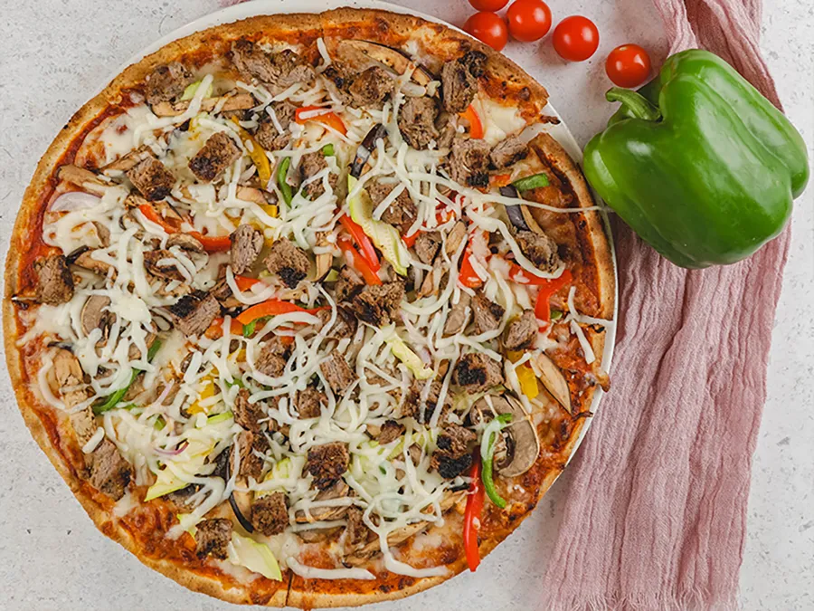 BEEF TENDERLOIN AND VEGETABLES PIZZA