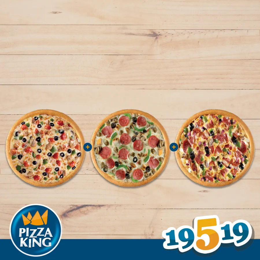 Buy 3 medium pizzas and save more than 5