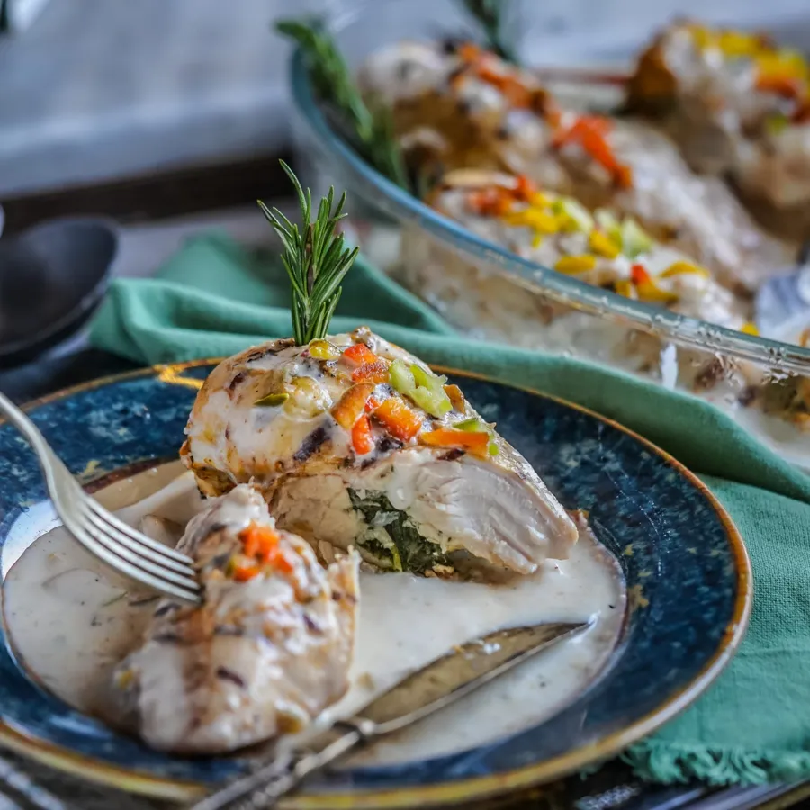 Chicken stuffed with spinach and cheese