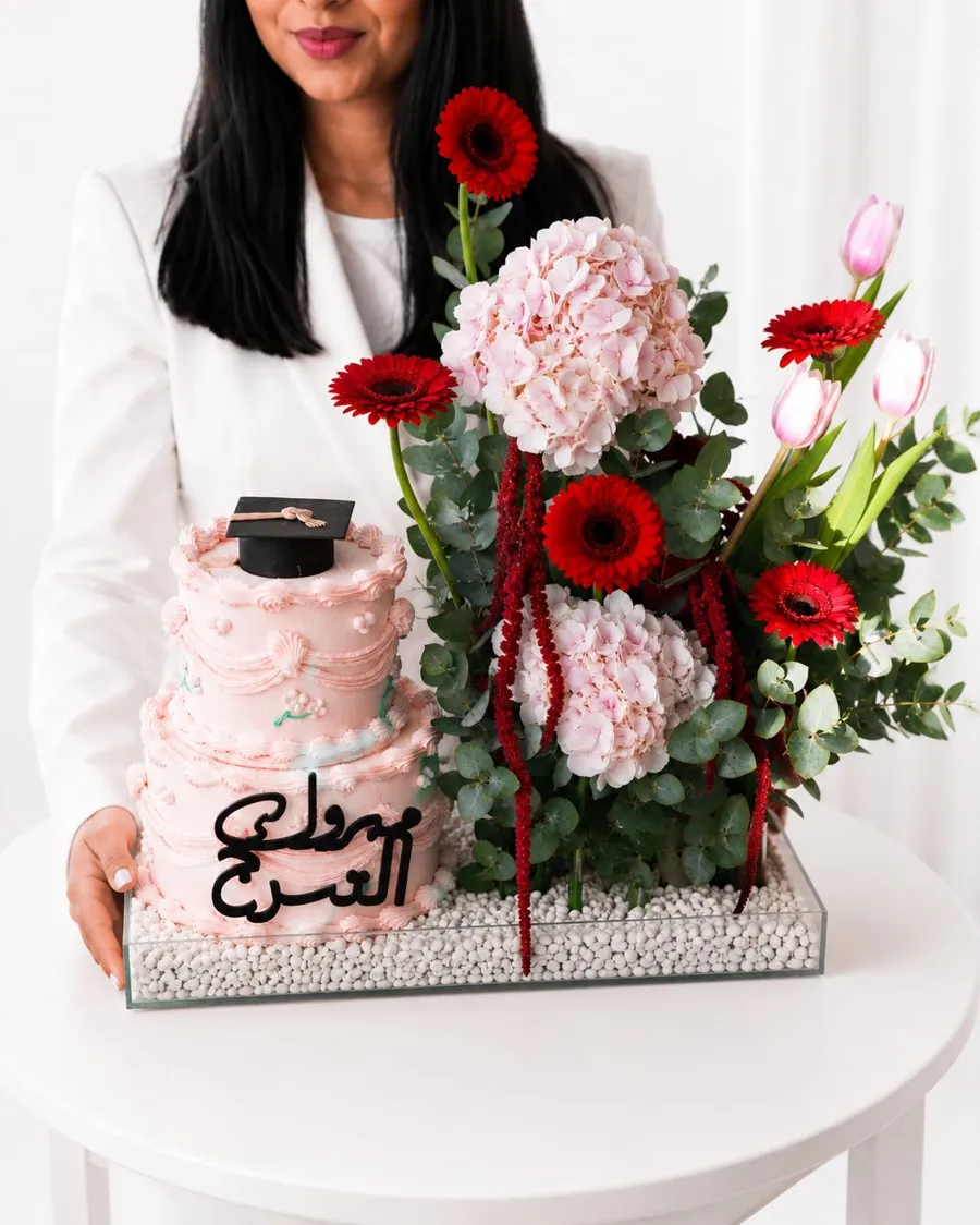 Flora box double pink graduation cake 6inch