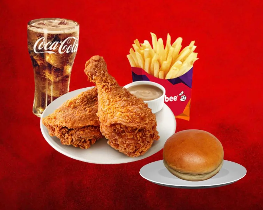 2Pc Chickenjoy With Fries, Bun Meal