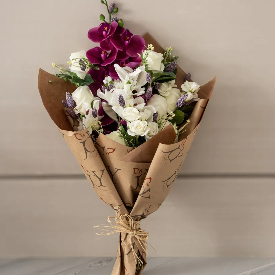 Artificial White with Orchids Bouquet