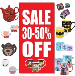 Mugs, Water Bottles, Plates 30% To 50% OFF!